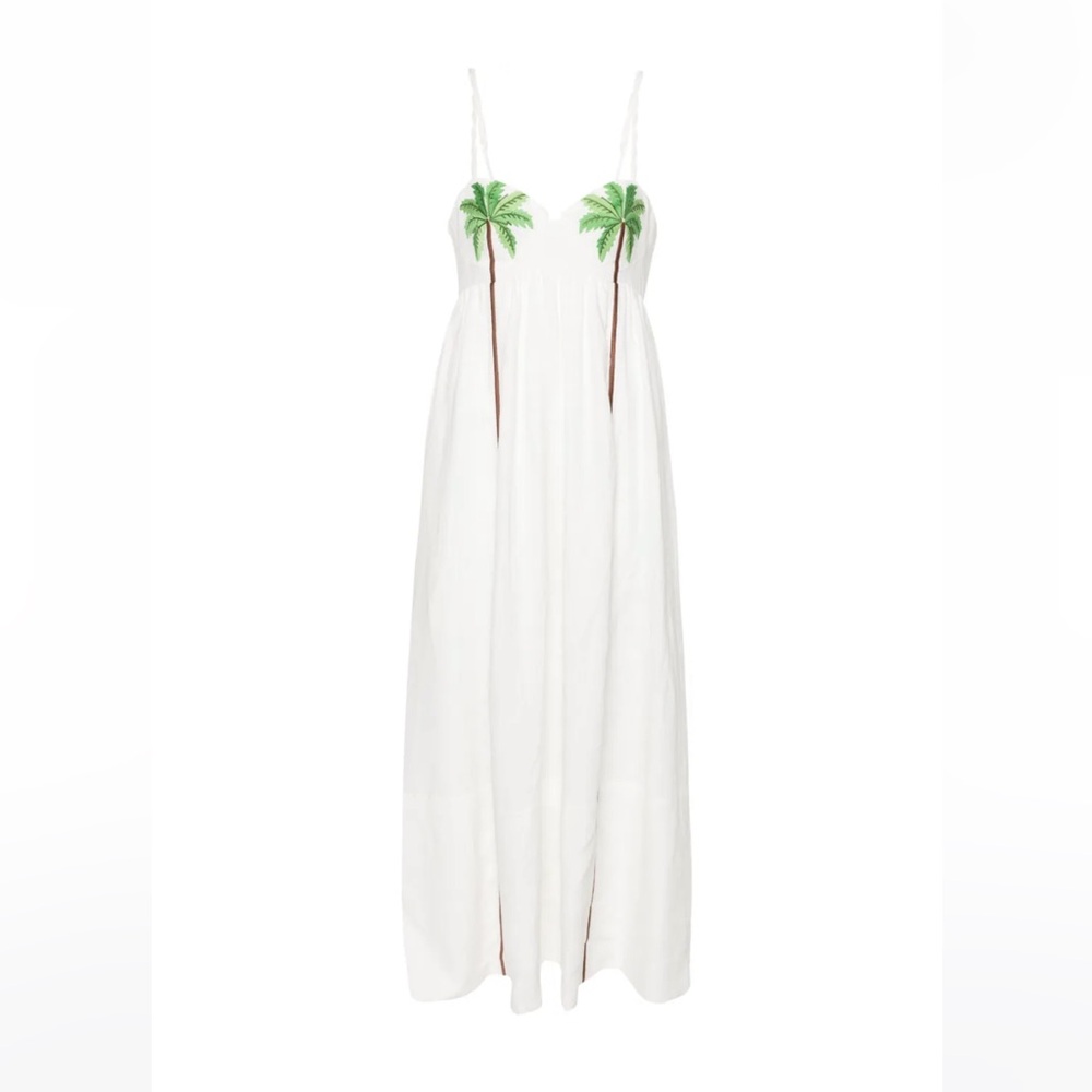Farm Rio Coconut Tree Embroidered Maxi Dress